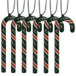 Miami Hurricanes Plastic Candy Cane Ornament Set Forever Collectibles College Themed