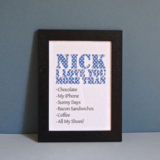 personalised i love you more than unframed print by ruby wren designs