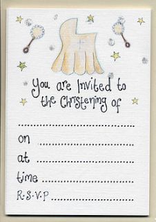 pack of eight christening invitations by claire sowden design