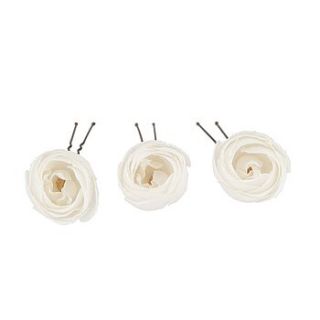 set of silk rose bud hair pins by chez bec