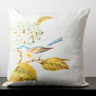 Lillian Winter White Hydrangea Flower 18 inch Decorative Pillow Surya Throw Pillows