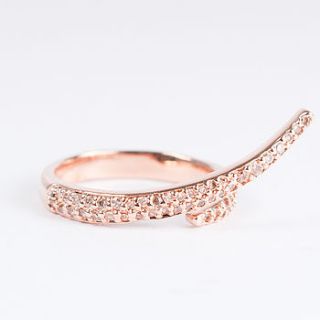 rose gold and diamante serpentine twist ring by astrid & miyu