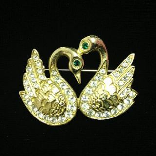 vintage marcasite swan brooch by iamia