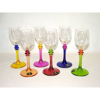 Threestar Multicolor Hand painted Italian Wine Shot Glasses (Set of 6) Threestar Wine Glasses
