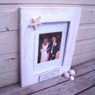 personalised seaside style photoframe by giddy weddings