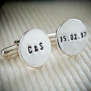 personalised round silver cufflinks by sally clay