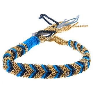 Helene Gold Overlay and Blue plated Braided Friendship Bracelet Fashion Bracelets