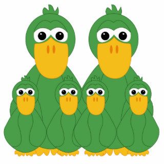 Goofy Green Ducks And 4 Babies Photo Cutouts