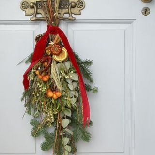 "rustic country" fresh christmas swag by the artisan dried flower company