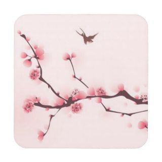 Oriental style painting, cherry blossom coasters