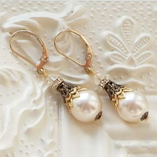 filigree and pearl leverback earrings by katherine swaine