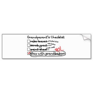 Grandparents' Checklist Bumper Sticker