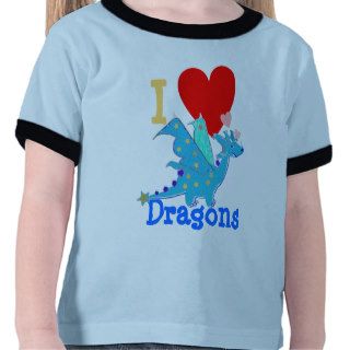 I Love Dragons Blue Dragon Cartoon T Shirts