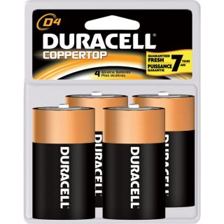 Duracell Coppertop Batteries — D-Cell, 4-Pk., Model# MN1300R4Z17  Alkaline Batteries