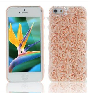 The BlingBling Schutzhlle Apple iPhone 5 5G Hlle (harte Rckseite) 3D Bling Glitzer Perle Strass Tasche Hlle Etui mit Rose Schnren in Orange Elektronik