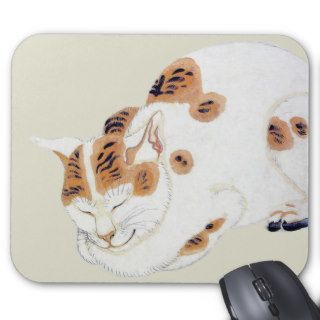 Sleeping Japanese Cat Art Mousepad