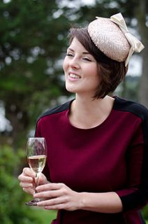 sequined beret with silk bow detail by holly young headwear