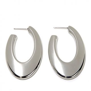 Stately Steel Stainless Steel Oval Hoop Earrings