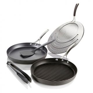 Nonstick Grill and Griddle Cookware Set with Nylon Utensils