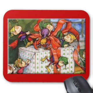 Santa's Elves Wrapping Gift Mouse Pad