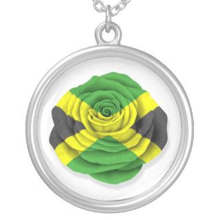 Jamaican Rose Flag on White Pendant