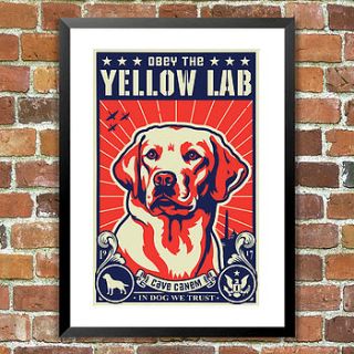 yellow lab, obey dog print, for pet lovers by the animal gallery