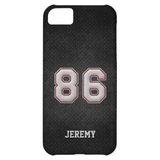 Number 86 Baseball Stitches with Black Metal Look Cover For iPhone 5C