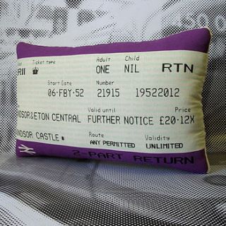 sale british royal train ticket cushion by ashley allen