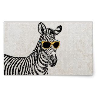 Cool cute funny zebra sketch with  trendy glasses rectangle sticker