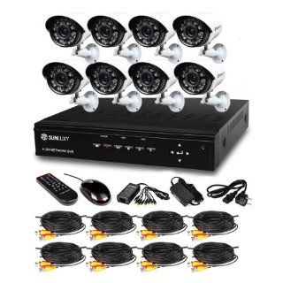 SUNLUXY 8 Kanal H.264 DVR Recorder Aufzeichnungsgert 8 IR HD 700TVL Outdoor Auen berwachungskamera CCTV Video berwachungssystem berwachungsanlage Set Baumarkt