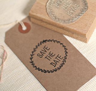 wreath save the date stamp by beautiful day