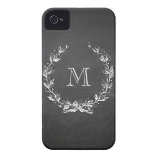 Chalkboard Monogram and Wreath iPhone 4 Case Mate Case