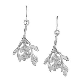 laurel leaf branch earrings sterling silver by chupi