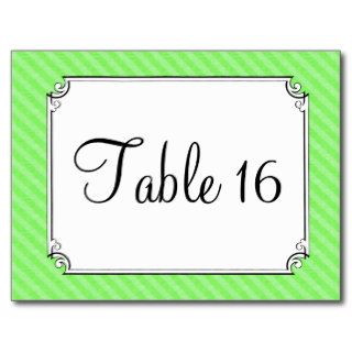 Lime Green Stripes Table Number Cards Post Card