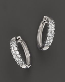 Diamond Pav Huggie Hoop Earrings in 14K White Gold, .50 ct. t.w.'s