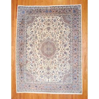 Persian Hand knotted Mashad Ivory/ Beige Wool Rug (9'5 x 12'7) 7x9   10x14 Rugs