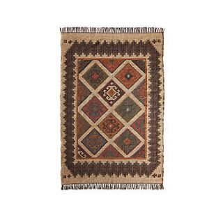wool and jute brown kilim rug / runner by hunter jones