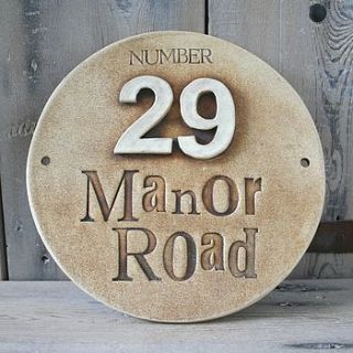round ceramic house address sign by cherry pie lane