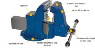Yost Heavy-Duty Industrial Combination Bench Vise — Stationary Base, 4 1/2in. Jaw Width, Model# 132C  Bench Vises