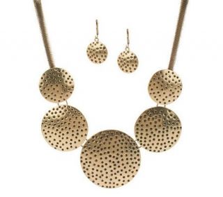 Joan Rivers Hammered Discs Necklace and Earrings Set —