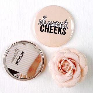 pocket mirror sweet cheeks design by handmade by if