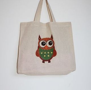 owl canvas bag by charlie milly design