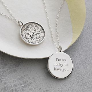 lucky sixpence necklace by hersey silversmiths