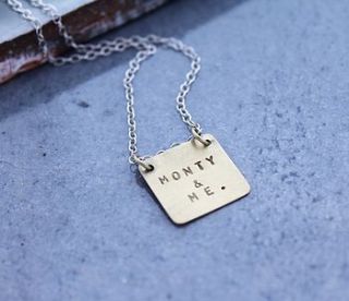 personalised square tag necklace by posh totty designs boutique
