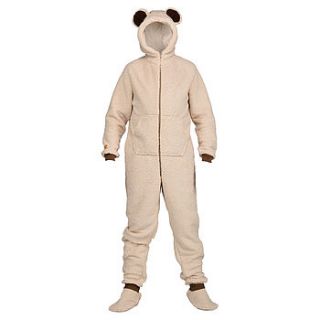 fawn lambskin bear onesie by the all in one company