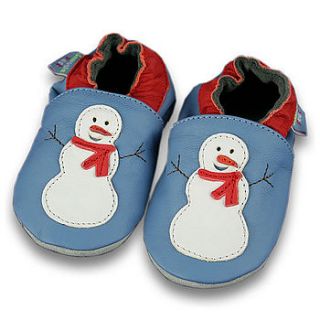 soft leather snowman baby shoes by auntie mims