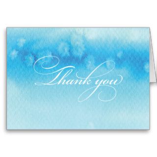 FOLDED THANK YOU CARD ombre watercolor aqua blue