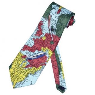 Men's Tie World Map Airplane Necktie at  Mens Clothing store