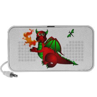 Red Fire Breathing Dragon and Dragonfly Portable Speaker