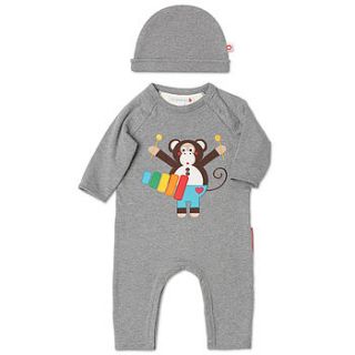 michael the monkey playsuit and hat set by olive&moss